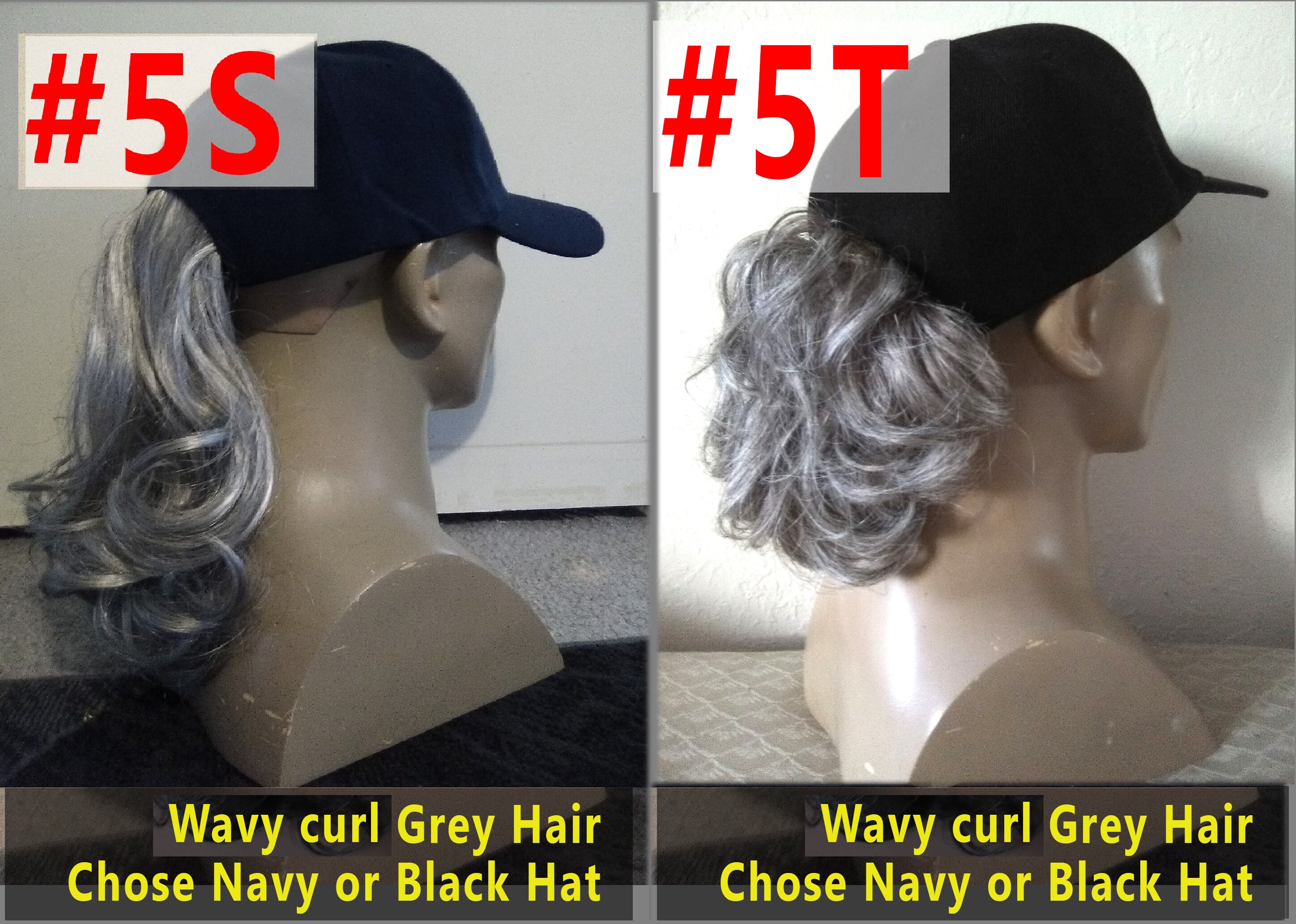 Navy or Black Baseball cap with ponytail attached Various Etsy