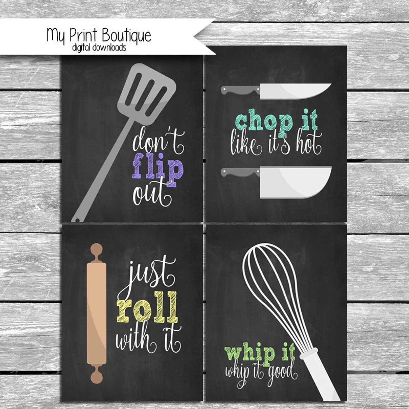 Kitchen Utensil Pun Chalkboard Printables High Resolution Etsy