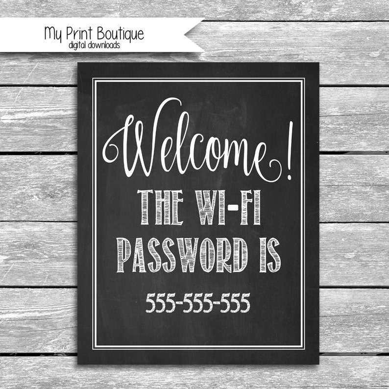 Customized Welcome Wifi Password 8x10 Inch Digital Download - Etsy