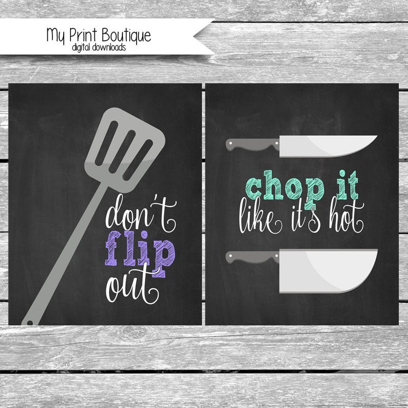 Kitchen Utensil Pun Chalkboard Printables High Resolution Etsy