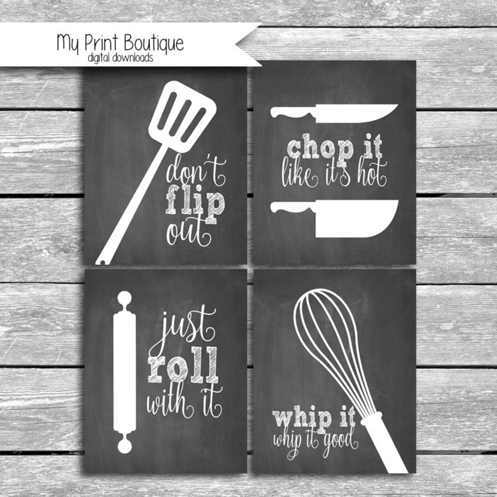 Kitchen Utensil Pun Chalkboard Printables High Resolution Etsy