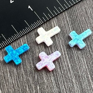 Opal Cross Charm 12mm x 9mm - Light Blue, Blue, Pink or White -Wholesale- Jewelry Making- Charm Only ! - Ships out from USA