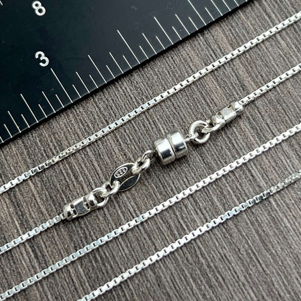 NEW !! Magnetic Clasp Sterling Silver Necklace -  1mm Box Chain  -13 14 15 16 18 20 22 24 28 32 -  All Lengths Available