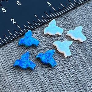 Hummingbird Opal Charm - Blue or White - Pendant  with Side Holes - Jewelry Making -Ships out from USA