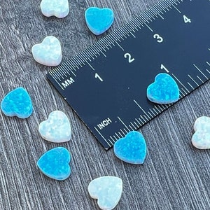 Heart Charm 8mm Opal - Light Blue or White - Pendant Bead with Side Holes - Jewelry Making  -Ships out from USA