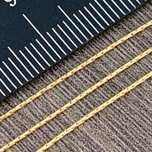 Catena a perline riempita in oro 14 kt da 0,6 mm - Catena continua grezza, catena a scatola, catena a serpente (venduta al piede) - Alta qualità