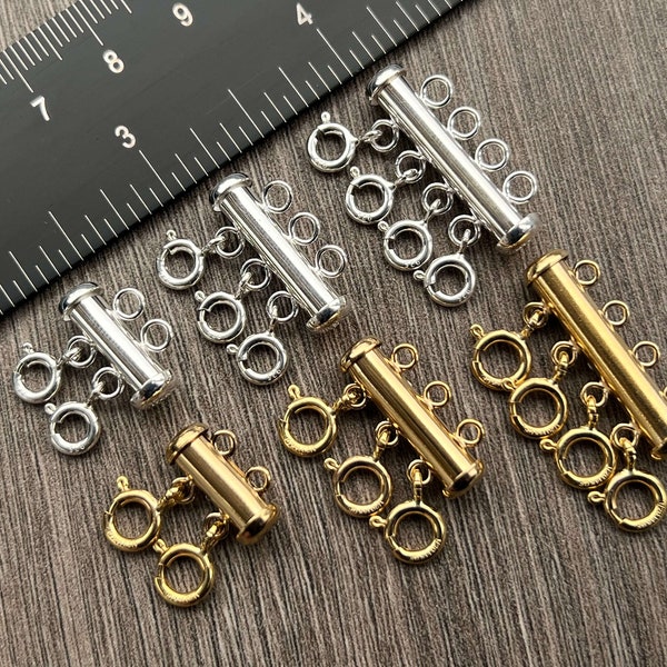 14kt Gold Filled oder Sterling Silber Layered Detangler Verschluss, Multi-Halsketten-Verschluss, Gold/Silber-Röhrenverschluss – Versand aus den USA