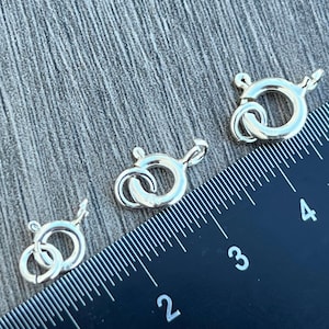 Sterling Silver Spring Clasp - Sterling Silver Clasp with 2 Open Jump Ring-Made in Italy - 6mm 7mm 8mm