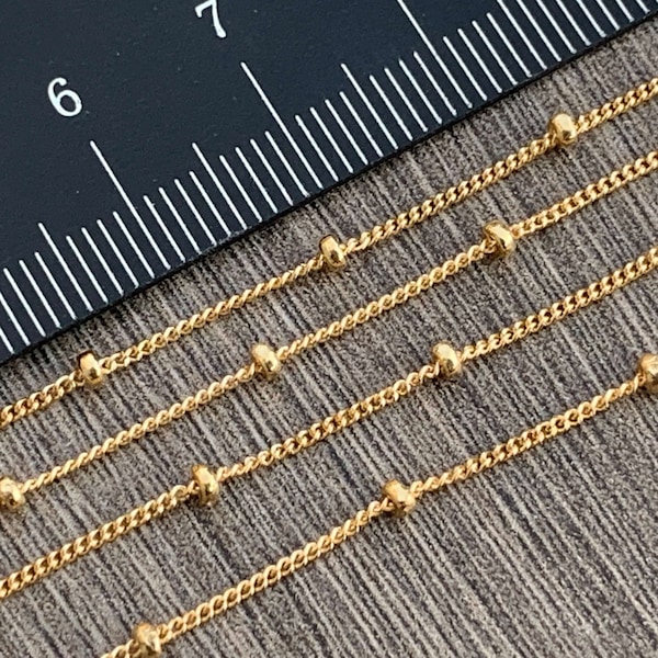 Satellite Chain 14KT Gold Filled 0.6mm - Unfinished Continuous Chain Dainty Bead Chain (sold by the foot )- High Quality