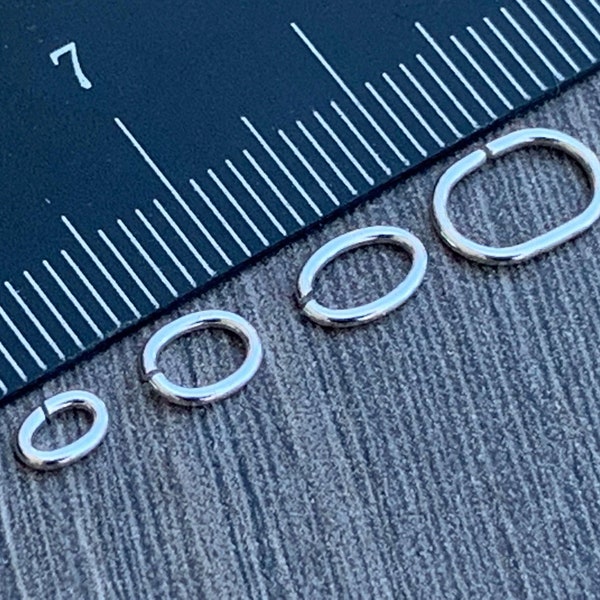 Sterling Silver Oval  Open Jump Rings - 3mm 4mm 5mm 6mm 7mm 8mm - 0.8mm thick , 20 gauge - Ships out from USA !