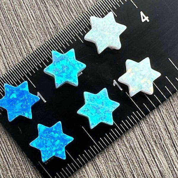 10mm Star of David OPAL Charm -Hole in Middle - Light Blue, Dark Blue, Pink or White Pendant with Side Holes -Jewelry Making -Magen David