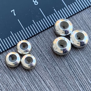 Perline distanziatrici in silicone in argento Sterling, perline con fermo scorrevole in silicone, fermo a catena, 6 mm 8 mm - Spedizioni dagli USA