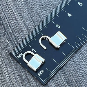 Sterling Silver Padlock Clasp, Padlock Closure 12mm x 9 mm , Padlock Charm, 925 Sterling , Opens at a clasp or charm - Ships out from USA