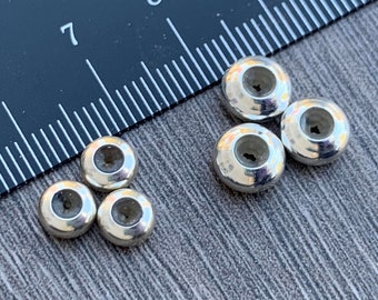 10 Perline In Argento 925 Con Silicone Interno | Forma UFO E Piattino, Misure 5-8 Mm, Per Bracciali E Collane Fai Da Te