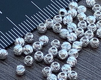 IN STOCK !!!  Listing Moved -925 Sterling Silver Beads 2.5mm ,3mm Diamond Cut Beads- Spacer Beads - See Description for link