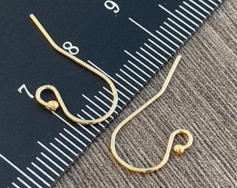 14KT Gold Filled Ball Ear Wire -22 Gauge/0.66mm- 11.5 x 20mm - French Hooks - Bulk Qty Available - Jewelry Supplies  - Ships Out  from USA