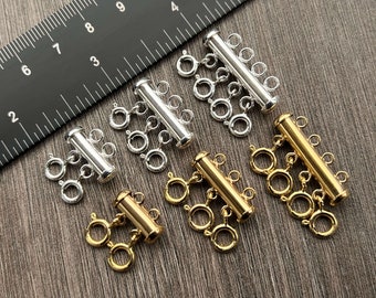 14kt Gold Filled oder Sterling Silber Layered Detangler Verschluss, Multi-Halsketten-Verschluss, Gold/Silber-Röhrenverschluss – Versand aus den USA