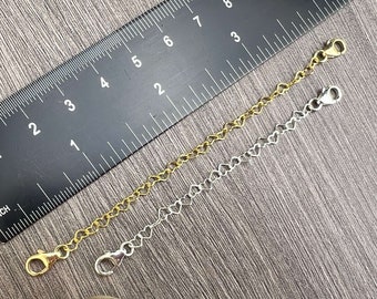 Safety Extender - Sterling Silver  or 14kt Gold Filled Heart Link Chain - Your Choice of Length  - Custom Sizes and Requests Available