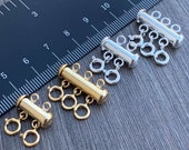 14kt Gold Filled or Sterling Silver Layered Detangler Clasp, Multi Necklace Clasp, Gold Silver Tube bar Clasp- Ships out from USA