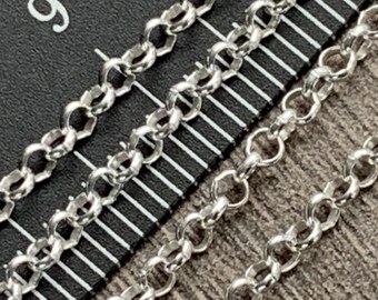 925 Sterling Silver Unfinished Rectangle Drawn Cable Chain 2.5mm 3mm 3.5mm