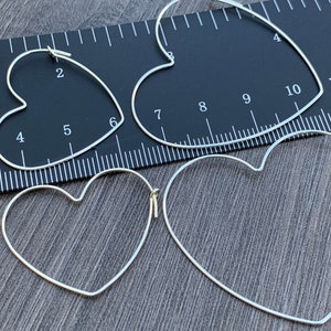 Sterling Silver Heart Shaped Beading Hoops - 30mm /45mm - 21 Gauge Heart Hoop Earwire - Open Heart Wire- Ships out from USA