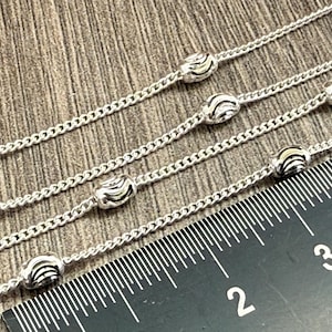 NEW ! Sterling Silver Satellite Chain with Oval Accent Beads  - Unfinished Chain sold by the foot