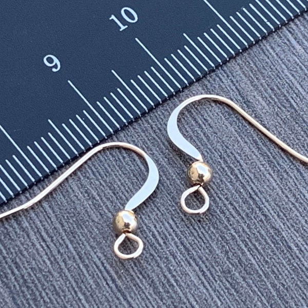 14KT Gold Filled Flat Ear Wire with 3mm ball  -22.5 Gauge/0.61mm- 21mm x 14mm - Earring Hooks - Jewelry Supplies  - Ships Out  from USA