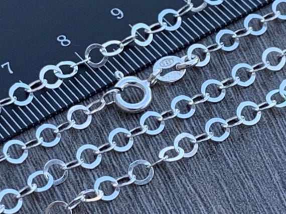 スターリングシルバー 3.5 mm フラットサークルリンクネックレス 