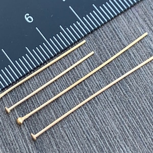 14kt Gold Filled Head Pins - 1" and 1.5", 22 Gauge (0.64mm) - Flat Head or Ball Head