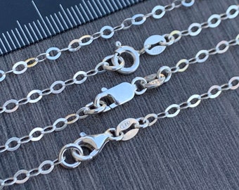 925 Sterling Silver Necklace Chain - Oval Flat Cable Links- Choose your length and Clasp  -High Quality Italian Silver- Ships out from USA