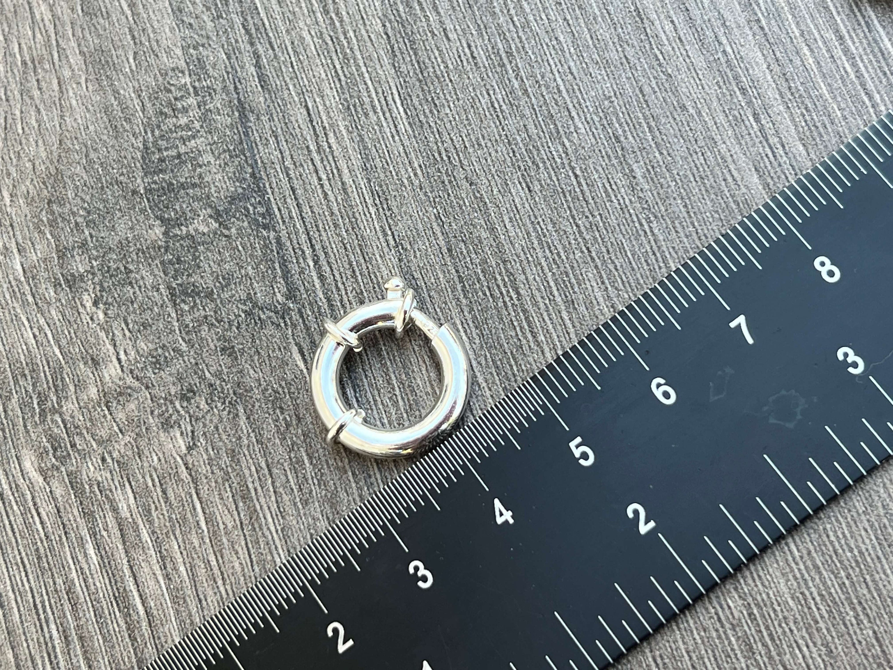 925 Sterling Silver 15mm Spring Ring Clasps Round Close Ring Clasp Findings for Necklace Bracelet Jewelry Making