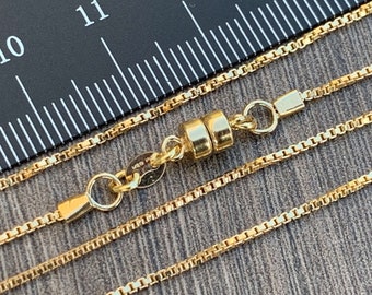 Magnetic Clasp 14kt Gold Filled Necklace -  1mm Box Chain  -13 14 15 16 18 20 22 24 28 32 -  All Lengths Available
