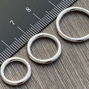 Sterling Silver Closed Jump Rings: 10mm-15mm ID, 2mm Thick