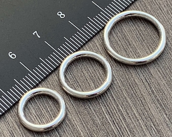 Sterling Silver CLOSED Jump Rings Large - 10mm 12mm 15mm ID, 14mm 16mm 19mm OD , 2mm thick (12 Gauge) - Large, Thick, Heavy , High Quality