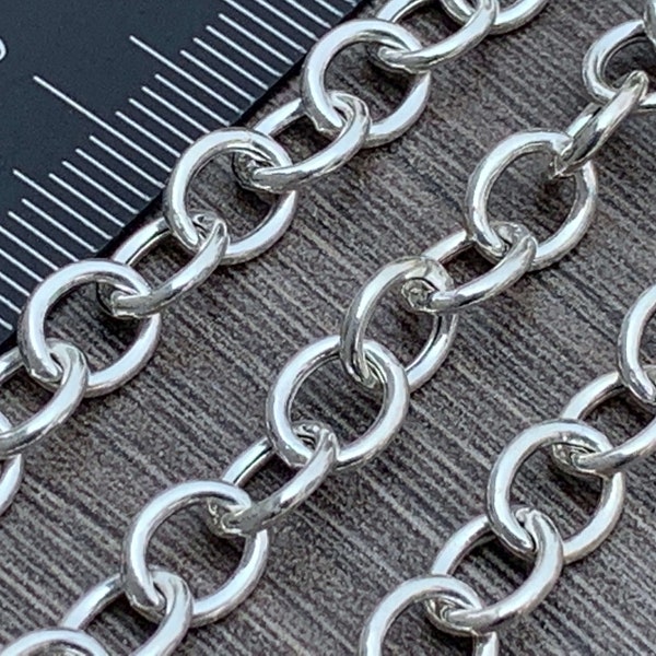 Sterling Silver Chunky Link Chain - Jewelry Making Supplies - Sold by Foot
