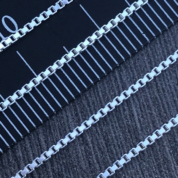 1mm Sterling Silver Box Chain: Continuous Unfinished Jewelry Supplies
