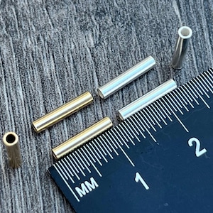 Sterling Silver & 14kt Gold Filled Spacer Tube Bead - 10mm x 2mm - 1.4mm hole -Liquid Silver Tube Bead , Smooth , Seamless