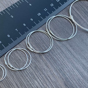 Ear Wire Beading Hoops Sterling Silver 15mm, 20mm, 25mm, 30mm, 45mm (5/8",6/8",1", 1 1/4", 1 3/4") , 21 Gauge/0.7mm  - Ships Out from USA