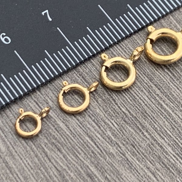 14KT Gold filled Clasp 1/20 - 5mm/6mm /7mm/8mm with Ring - Spring Ring - Bulk - Jewelry Making Supplies -With Open Jump Ring