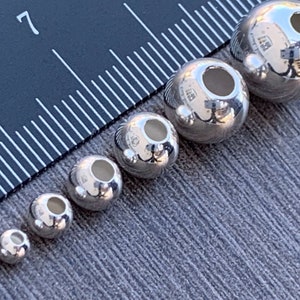925 Sterling Silver Beads 2mm/2.5mm/3mm/4mm/5mm/6mm/8mm/10mm/12mm/14mm 925  Seamless Round Bead Made in Italy Ships From USA 