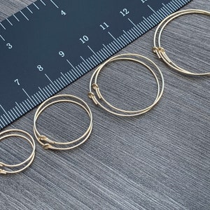 14KT Gold Filled Beading Wire Hoop Earrings 45mm 30mm 25mm 20mm 15mm, 21 Gauge/0.7mm ,Bulk Qty Available Jewelry Supplies Ships from USA image 2