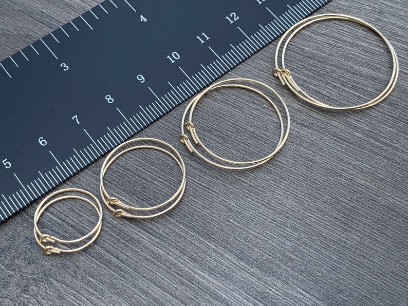 14KT Gold Filled Beading Wire Hoop Earrings 45mm 30mm 25mm 20mm 15mm, 21 Gauge/0.7mm ,Bulk Qty Available Jewelry Supplies Ships from USA image 2