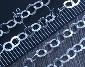 3.5mm Sterling Silver Flat Circle Link Chain - Jewelry Making Supplies
