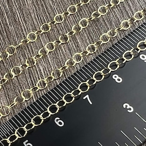 Back in Stock !! 14kt Gold Filled Cable Chain Price per Foot - Continuous - 3.2mm x 2.6mm- Permanent Jewelry - Ships out from USA