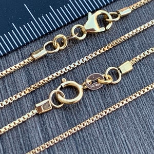 Finished Necklace- 1mm Box Chain 14kt Gold Filled Necklace -13 14 15 16 18 20 22 24 28 32 - Lobster or Spring Clasp - All Lengths Available
