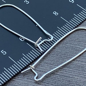 Sterling Silver Kidney Ear Wires 35mm (21 Gauge)