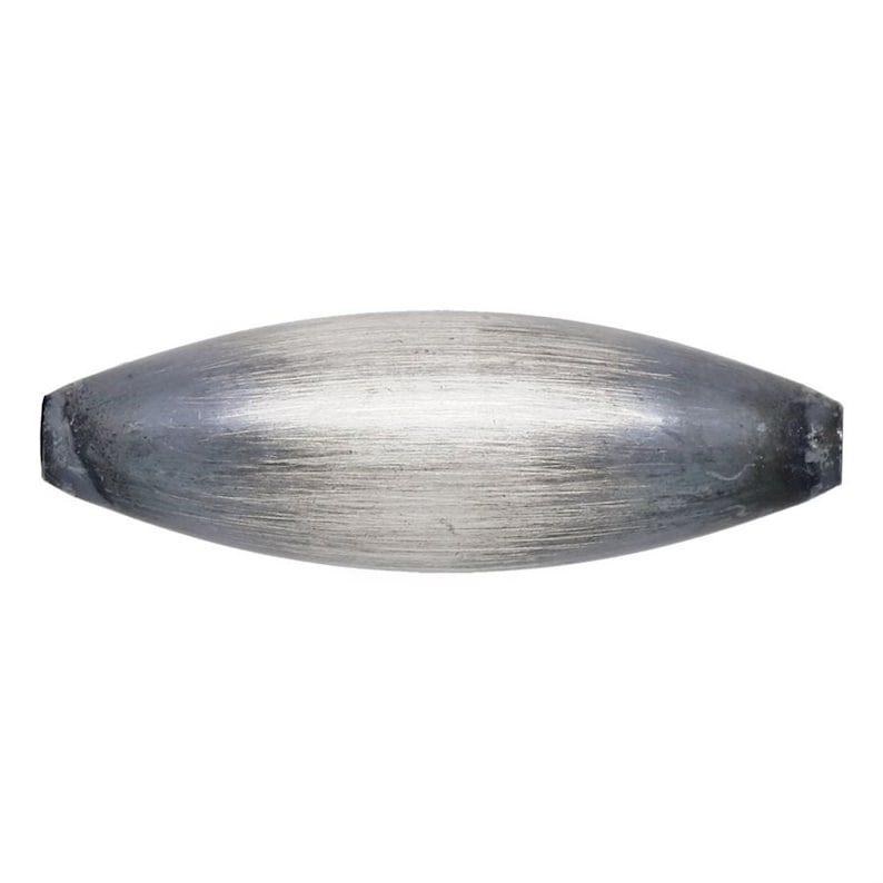 May include: A silver-coloured, oval-shaped bead with a brushed finish.