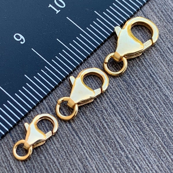 Karabinerverschluss 14kt Gold gefüllt / Karabiner / Abzugsverschluss - Goldverschluss mit offenem Sprungring - Hergestellt in Italien - 8mm 10mm 12mm (11mm 13mm 14mm)