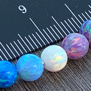 6mm Opal Round Beads - Light Blue, Blue, White , Lavender or Mix, Smooth Opal Beads -  Fully Drilled Holes-Jewelry Making