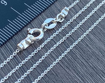 Sterling Silver Cable Link Chain Necklace: 1mm, Lobster Clasp